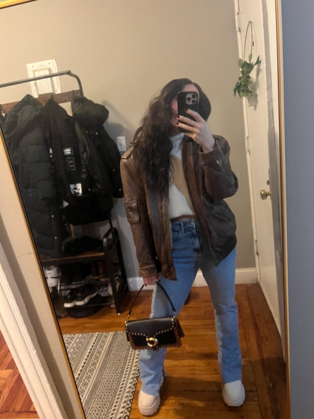 Vintage leather bomber jacket
